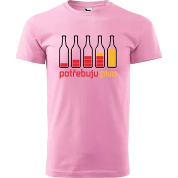 Pánské tričko DOBRÝ TRIKO Pánské tričko s potiskem Potřebuju pivo Velikost: XS, Barva: Růžová