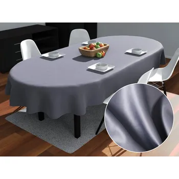ubrus Oválný bavlněný saténový ubrus ST-003 Modrošedý 140x180 cm
