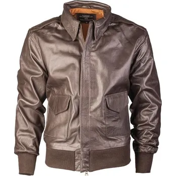 Pánská větrovka MIL-TEC Bunda kožená US A2 s límcem HNĚDÁ XXL KŮŽE