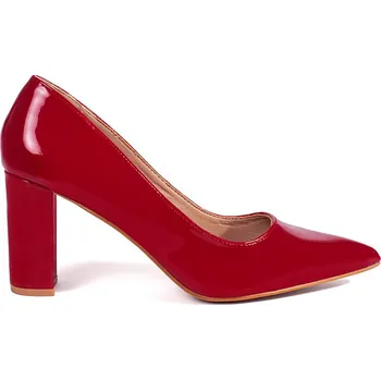 Dámské lodičky Elegantní lakované červené lodičky na sloupku, podpatek 8 cm AI08WI Velikost: 37