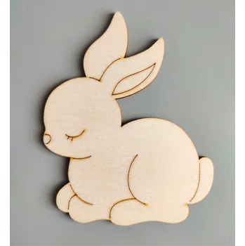 Výřez z překližky, 11,8 cm x š. 9,5,SPÍCÍ ZAJÍČEK/1ks