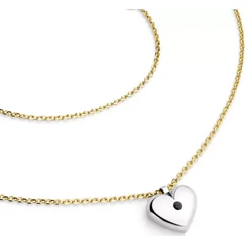 Náhrdelník Dámský náhrdelník žluté zlato 585/1000 přírodní diamant srdce 140019-NH02-ZLB-Black délka 42 cm