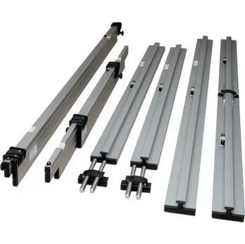 Vodováha UNI sada pro podlaháře sestávající z 2 nastavitelných latí, 5 stahovacích kolejnic a 3 spojek