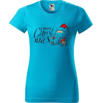Dámské tričko DOBRÝ TRIKO Dámské tričko s potiskem Merry Christmas Barva: Tyrkysová, Velikost: XL