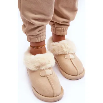 Dámské pantofle Dámské Papuče S Kožešinou Lanoze Barva: Béžová, Velikost: 37