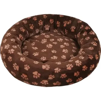 Pelíšek pro psa O´Lala Pets Pelíšek AMÉLIE DE LUXE kulatý - A61 tmavě hnědý, tlapky - různé velikosti průměr 40 cm