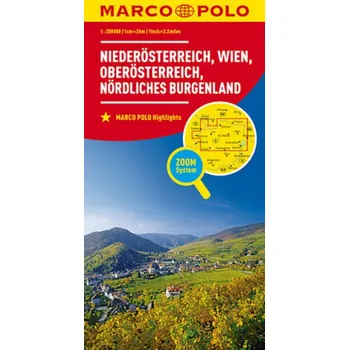 MARCO POLO Karte Niederösterreich, Wien, Oberösterreich, Nördliches Burgenland. Lower Austria, Vienna, Upper Austria, Northern B