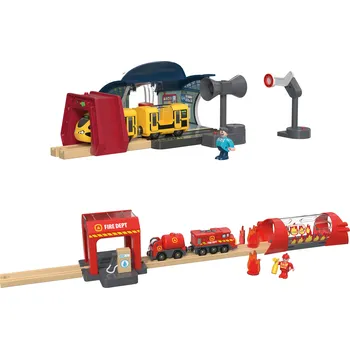 Vláček a vláčkodráha Playtive Dřevěná železnice Stanice / Hasičský zásah