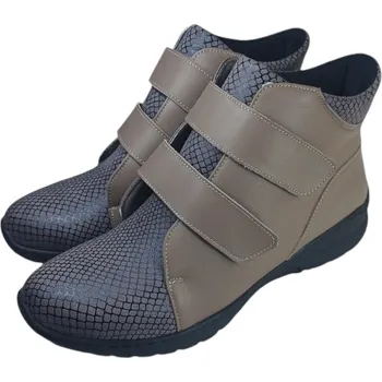 Dámská zdravotní obuv F 190206 - taupe zdravotní zimní široká obuv na suchý zip 39