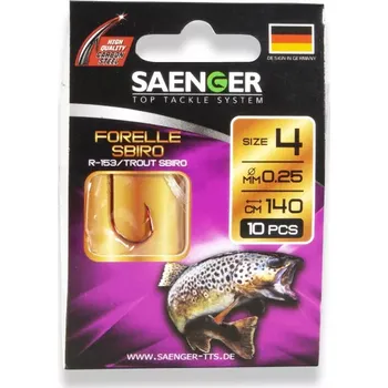 Rybářský háček Saenger Návazec na pstruhy pro lov se sbirolinem Forelle Sbiro vel. 6, 10 ks/bal