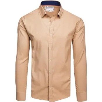 Pánská košile Pánská košile s dlouhým rukávem béžová