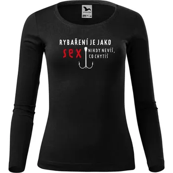 Dámské tričko DOBRÝ TRIKO Dámské triko s potiskem Rybaření Velikost: 3XL, Barva: Černá