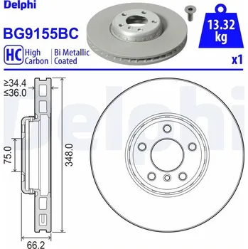 Brzdový kotouč Brzdový kotouč DELPHI BG9155BC