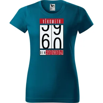 Dámské tričko DOBRÝ TRIKO Dámské tričko s potiskem Věkometr 60 Barva: Petrolejová, Velikost: L