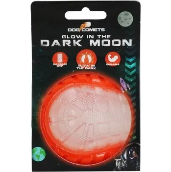 Hračka pro psa Hračka DOG COMETS guma - Dark Moon svítící míč oranžový (M) 7,5cm