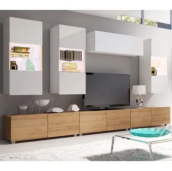 Obývací stěna Obývací stěna CALABRINI d | 300 cm | 7 dílů S | dub zlatý/bílá lesk