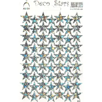 samolepka Arch Holografické dekorační samolepky stříbrné hvězdičky 1 arch
