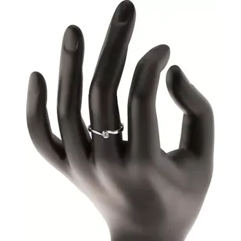 Prsten Prsten z bílého 14K zlata - čirý diamant mezi zahnutými konci ramen - Velikost: 50