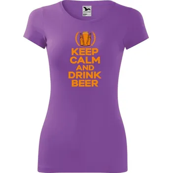 Dámské tričko DOBRÝ TRIKO Dámské tričko Keep calm beer Velikost: L, Barva: Fialová
