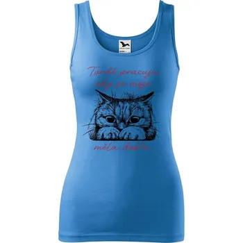 Dámské tričko DOBRÝ TRIKO Dámské tílko s potiskem Tvrdě pracuju kočka Velikost: XL, Barva: Azurově modrá