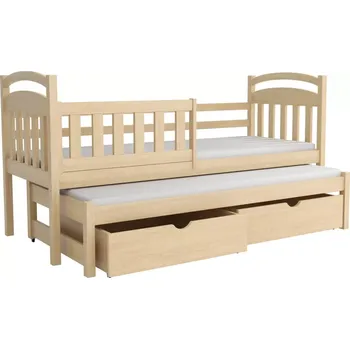 Dětská postel Postel VENDELÍN 008 s výsuvným lůžkem borovice masiv 90x200 cm