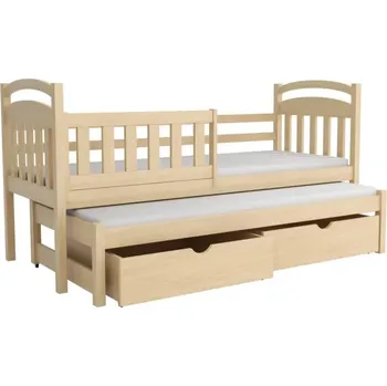 Dětská postel Postel WOOD-V 008 s výsuvným lůžkem 80x180 cm masiv