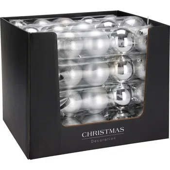 Vánoční dekorace Sada 5 ks vánočních baněk PRUZ stříbrná