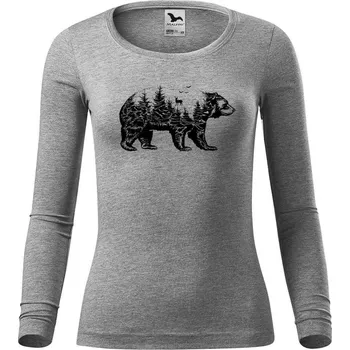 Dámské oblečení DOBRÝ TRIKO Dámské triko s potiskem Medvěd Velikost: S, Barva: Khaki