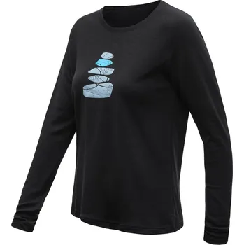 SENSOR MERINO BLEND STONES dámské triko dl.rukáv černá Velikost: S