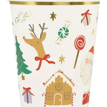 Party nádobí Papírové jednorázové kelímky v sadě 8 ks Jolly Christmas – Meri Meri ID_1692050