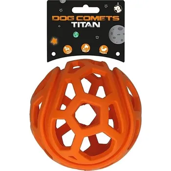Hračka pro psa Hračka DOG COMETS guma - Titan děrovaný míč oranžový 11,5cm