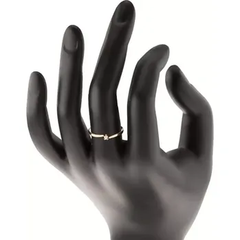 Prsten Zásnubní prsten ze žlutého 14K zlata - zirkon v kotlíku mezi zúženými rameny - Velikost: 59