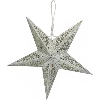 Vánoční dekorace Závěsná svítící LED hvězda CALORE 45 cm stříbrná