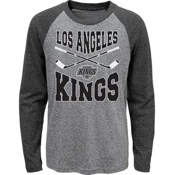 Chlapecké tričko Outerstuff Dětské tričko Los Angeles Kings NHL Cross Stick Ls Triblend Raglan Velikost: Dětské L (11 - 12 let)
