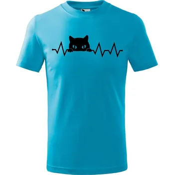 DOBRÝ TRIKO Dětské tričko Tep kočka Velikost: 146/10 let, Barva: Tyrkysová