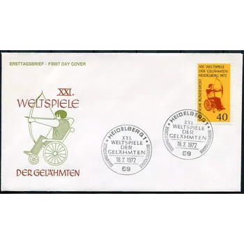 Poštovní známka Deutsche Bundespost FDC MiNr. 733 (18.7.1972) - SRN - 21. Mezinárodní hry pro paraplegiky, Heidelberg