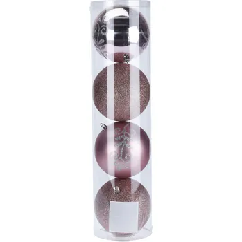 Vánoční dekorace Sada 4 ks vánočních baněk MIRACLE růžová