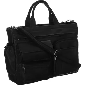 Pánská aktovka Prostorná taška z přírodní kůže na 15" notebook Barva: Černá