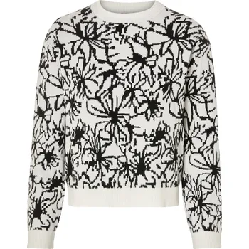 Dámský svetr esmara® Dámský pletený svetr (S(36/38), květiny bílá / černá)