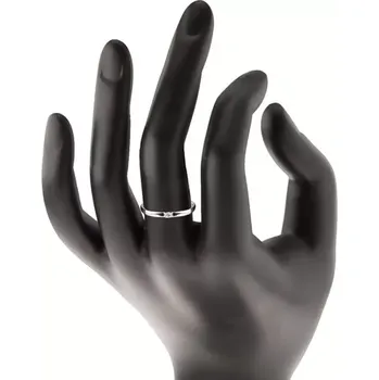 Prsten Briliantový prsten v bílém 14K zlatě - briliant čiré barvy, lesklá ramena - Velikost: 49