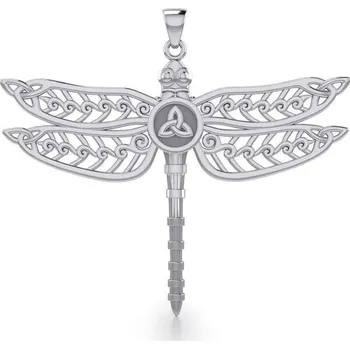 Přívěsek Masivní stříbrný závěs Keltská vážka s trojitým uzlem