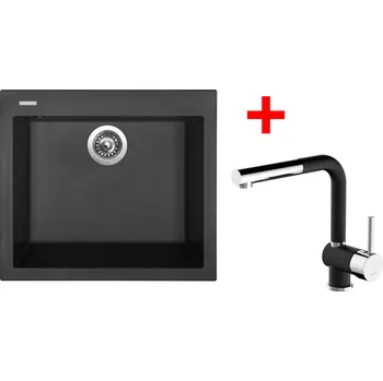 Granitový dřez Akční Sinks CUBE 560 Pureblack + MIX 3 P GR