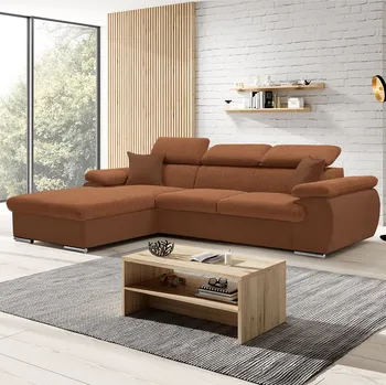 Obývací pokoj Sedací souprava COOL | 191x281 cm | rozkládací + úložný prostor | LEVÁ | oranžová 08/22