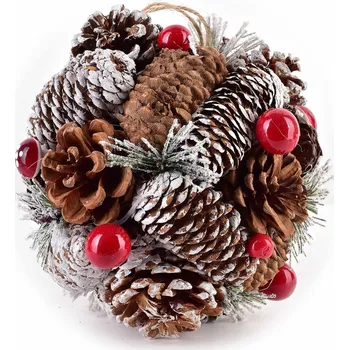 Vánoční dekorace Vánoční závěsná kulová dekorace SANTA LILA 15 cm přírodní