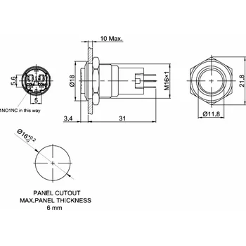 vypínač LAS2GQG-11/R/S tlačítkový anti-vandal přepínač