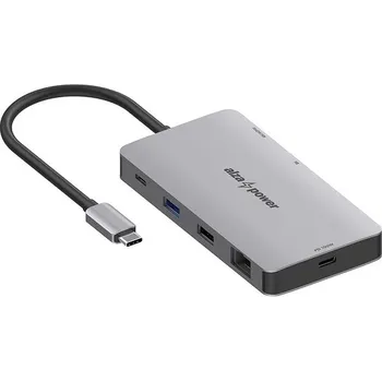 USB hub AlzaPower Metal USB-C Dock Station 9v1 Dual Screen 8K vesmírně šedý