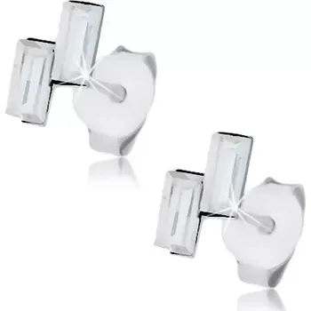 Náušnice Stříbrné 925 náušnice, dva obdélníkové krystaly Swarovski čiré barvy