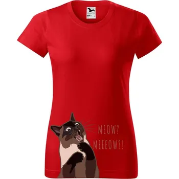 Dámské tričko DOBRÝ TRIKO Dámské tričko s potiskem Naštvaná kočka Barva: Červená, Velikost: 2XL