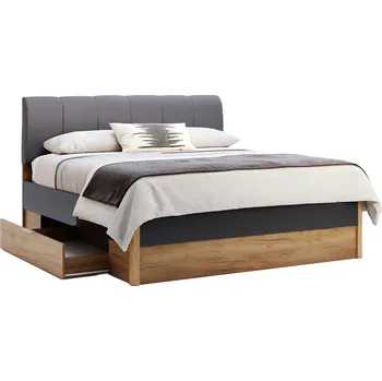 Postel Dvoulůžková postel Ramona 180x200 s šuplíky dub Craft/matná láva