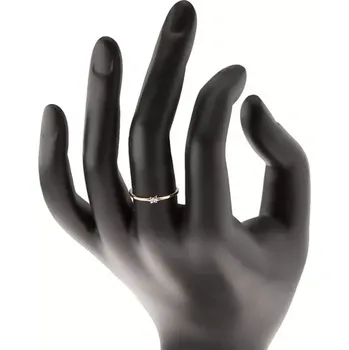 Prsten Dvoubarevný zlatý prsten 585 - hvězdička s čirým briliantem, tenká ramena - Velikost: 50